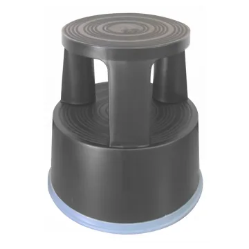 Taburet plastic cu rotile, pentru rafturi inalte, Q-Connect - gri inchis