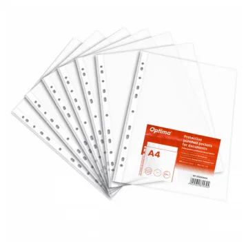 Folie protectie pentru documente A4, 30 microni, 100 folii/set, Optima Budget - transparent