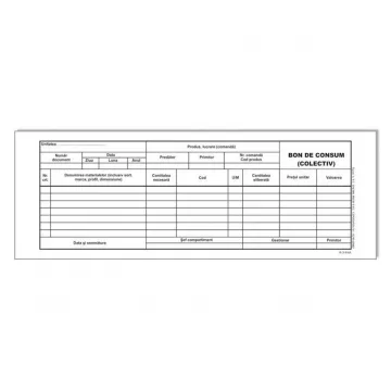 Bon consum autocopiativ, format A5, 50 set/carnet
