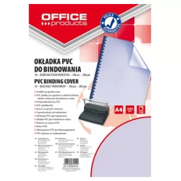 Coperta plastic PVC, 200 microni, A4, 100/top Office Products - albastru transparent