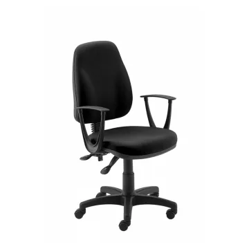 Scaun de birou, brate plastic, rotile, stofa, Office Products Paros - negru