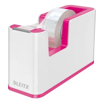 Dispenser banda adeziva LEITZ WOW, PS, banda inclusa, culori duale, alb-roz