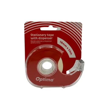 Dispenser cu banda adeziva transparenta 18mm x 33m, Optima - transparent