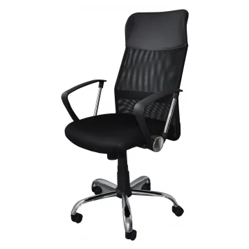 Scaun de birou, brate metalice, rotile, mesh textil/piele ecologica, Office Products Corfu - negru