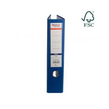 Biblioraft A4, plastifiat PP/paper, margine metalica, 75 mm, Optima Classic - albastru