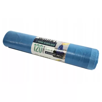 Saci menajeri super strong LDPE,120L, cu snur, 70 x 105cm, 25 microni, 10buc/rola, Sipeko - albastri