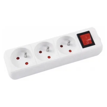 Prelungitor cu 3 prize, cablu 3 metri, cu intrerupator, Office Products - alb