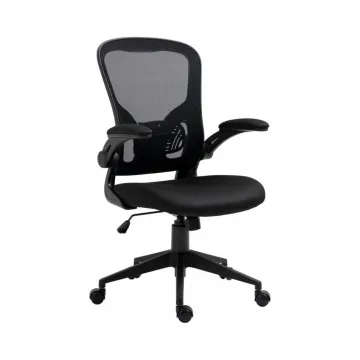 Scaun de birou, brate plastic, rotile, mesh textil/stofa, Office Products Chios - negru