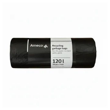 Saci plastic reciclabil, standard, 120L, 70x110cm, 24 microni, 10buc/rola, Ameco - negri