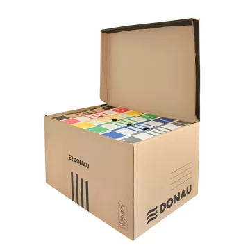 Container de arhivare cu capac deschidere superioara, carton 450gsm, DONAU - negru/kraft