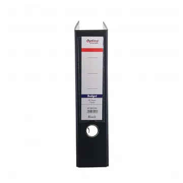 Biblioraft A4, plastifiat PP/paper, margine metalica, 75 mm, Optima Budget - negru