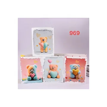 Punga cadou, carton 210gr, design Bear, 18x23x10cm, modele asortate