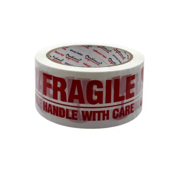 Banda adeziva pentru ambalare, 48mm x 60 m, 50 microni, Optima Fragile - alba cu imprimare rosie