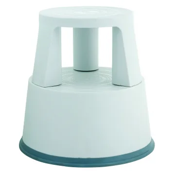 Taburet plastic cu rotile, pentru rafturi inalte, Q-Connect - gri deschis